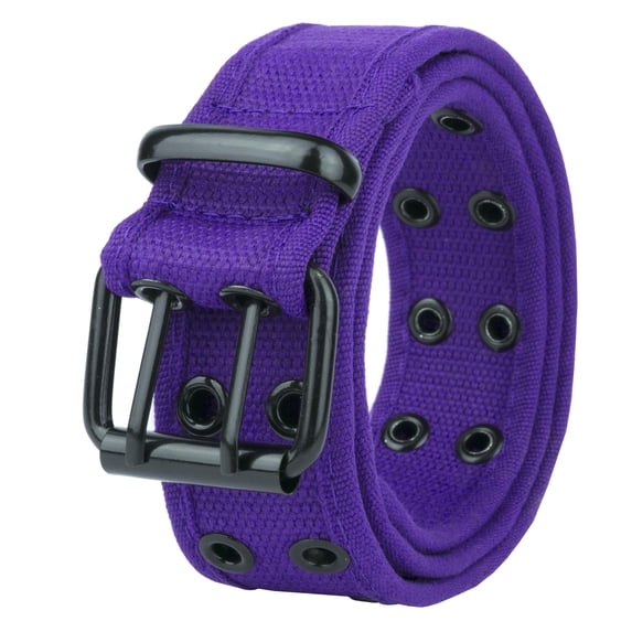Gelante Canvas Double Grommet Hole Belt - Purple, M