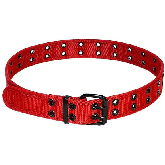 Gelante Canvas Double Grommet Hole Belt - Red, M