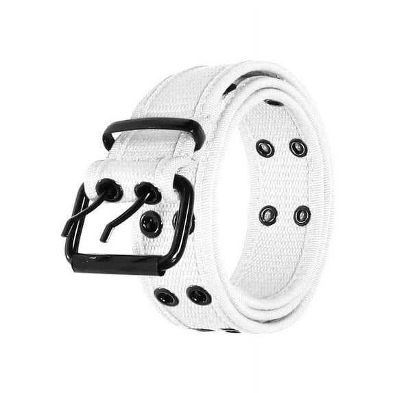 Gelante Canvas Double Grommet Hole Belt - White, L
