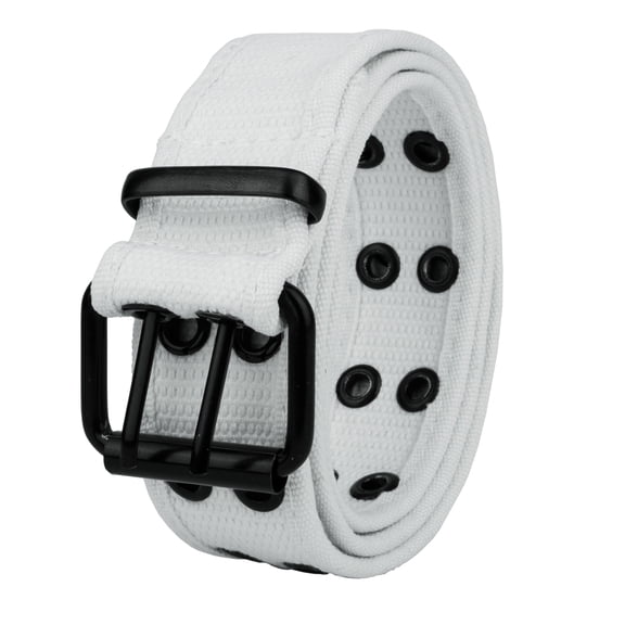Gelante Canvas Double Grommet Hole Belt - White, M