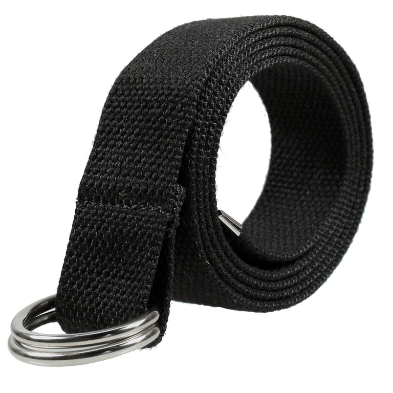 Gelante Unisex Canvas Belt, D Ring Silver Buckle, Adjustable 