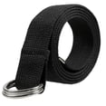 thumbnail image 1 of Gelante Canvas Web D Ring Belt Silver Buckle Military Style for men & women 1 or 3 pcs 2052-BLK (L/XL), 1 of 3