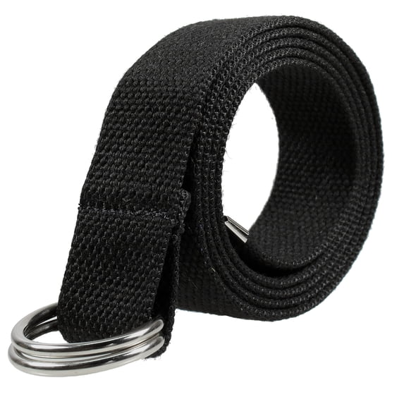 Gelante Canvas Web D Ring Belt Silver Buckle Military Style for men & women 1 or 3 pcs 2052-BLK (L/XL)