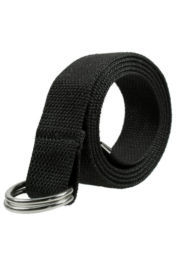 Canvas Web D Ring Belt Silver Buckle Military Style for men & women 1 or 3 pcs 2052-BLK (S/M)
