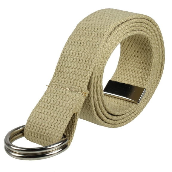 Gelante Canvas Web D Ring Belt Silver Buckle Military Style for men & women 1 or 3 pcs 2052-Beige (S/M)