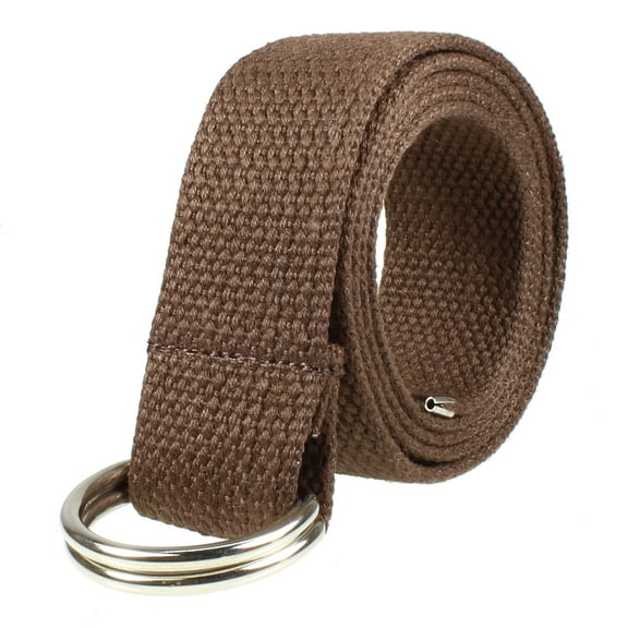 Gelante Canvas Web D Ring Belt Silver Buckle Military Style for men & women 1 or 3 pcs 2052-Coffee (L/XL)