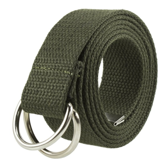 Gelante Canvas Web D Ring Belt Silver Buckle Military Style for men & women 1 or 3 pcs 2052-Olive (L/XL)