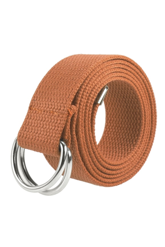 Canvas Web D Ring Belt Silver Buckle Military Style for men & women 1 or 3 pcs 2052-Orange (S/M)