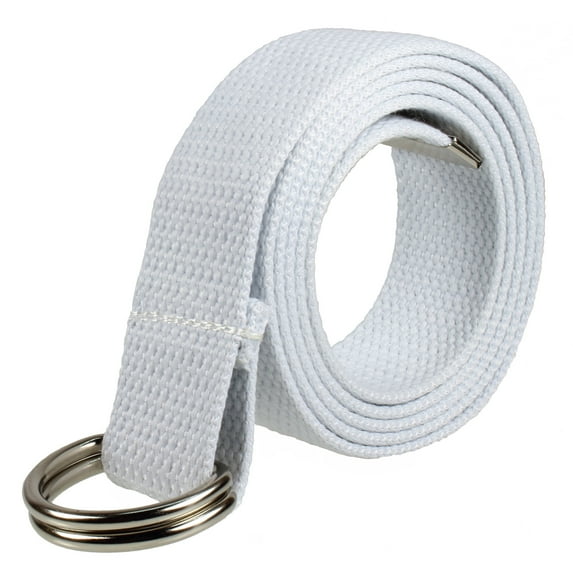 Gelante Canvas Web D Ring Belt Silver Buckle Military Style for men & women 1 or 3 pcs 2052-White (L/XL)