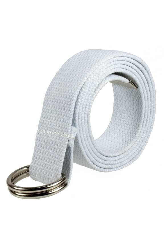 Canvas Web D Ring Belt Silver Buckle Military Style for men & women 1 or 3 pcs 2052-White (S/M)