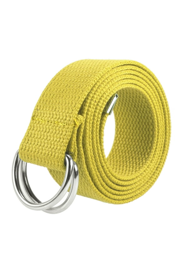 Canvas Web D Ring Belt Silver Buckle Military Style for men & women 1 or 3 pcs 2052-Yellow (S/M)