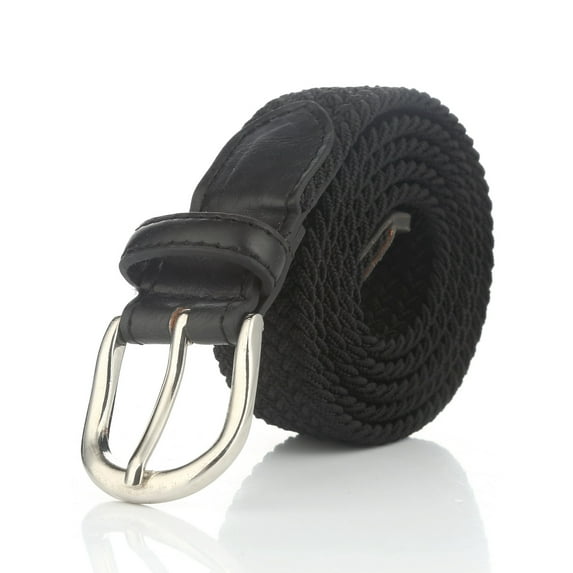 Gelante Children's Canvas Elastic Fabric Woven Stretch Braided Belts -Black-L (28-30)