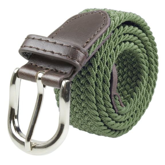 Gelante Children's Canvas Elastic Fabric Woven Stretch Braided Belts -Olive-M (24-26)
