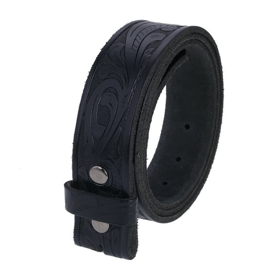 Gelante Genuine Full Grain Leather Belt Strap Without Belt Buckle. Embossed Black-2XL