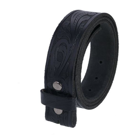 Gelante Genuine Full Grain Leather Belt Strap Without Belt Buckle. Embossed Black-L