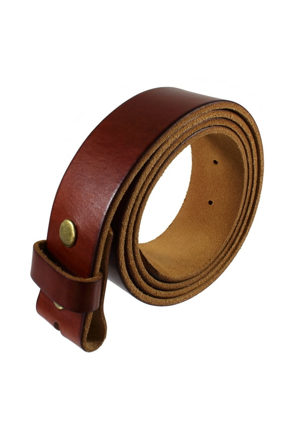 Genuine Full Grain Leather Belt Strap Without Belt Buckle. Tan-M