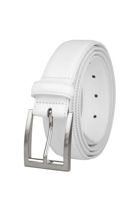 Genuine Leather Dress Belts for Men. Single Prong Buckle belt for Suits, Jeans Uniform. WHT-2XL (46-48)