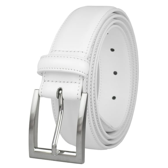 Genuine Leather Dress Belts for Men. Single Prong Buckle belt for Suits, Jeans Uniform. WHT-L (38-40)