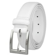 Genuine Leather Dress Belts for Men. Single Prong Buckle belt for Suits, Jeans Uniform. WHT-XL (42-44)
