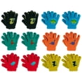 thumbnail image 1 of Gelante Kids Toddler Children Winter Double Knitted Magic Gloves With Grapper Wholesale Lot 6 Pairs 9934-(2-6), 1 of 3