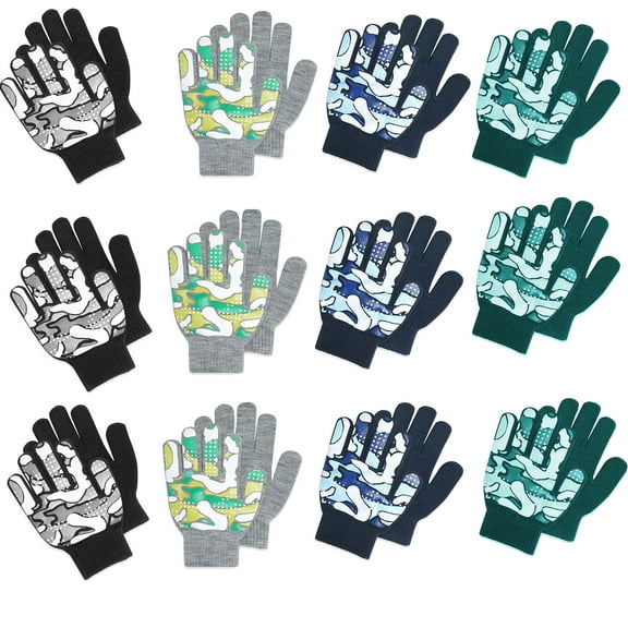 Gelante Kids Toddler Children Winter Double Knitted Magic Gloves With Grapper Wholesale Lot 6 Pairs 9935-(2-6)