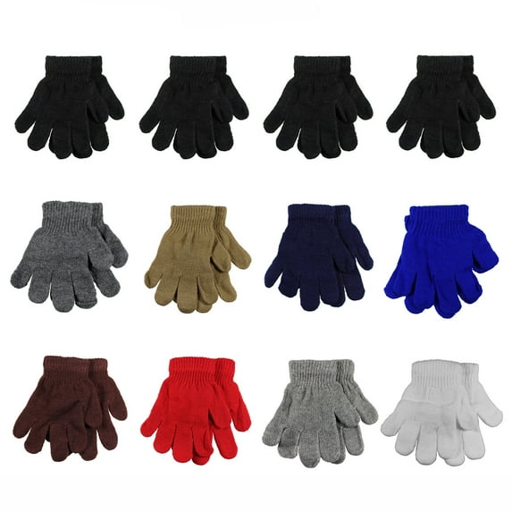 Gelante Kids Toddler Children Winter Knitted Magic Gloves Wholesale Lot 12 Pairs 003-(2-6)