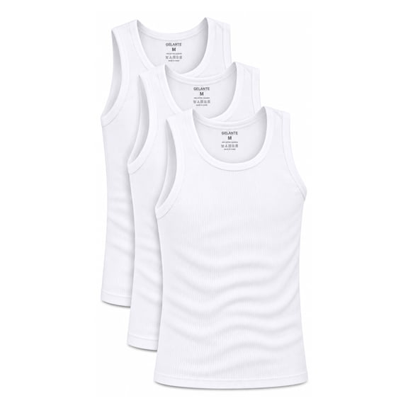 Gelante Men's 100% Cotton Ribbed Tank Top Undershirts, 3-Pack