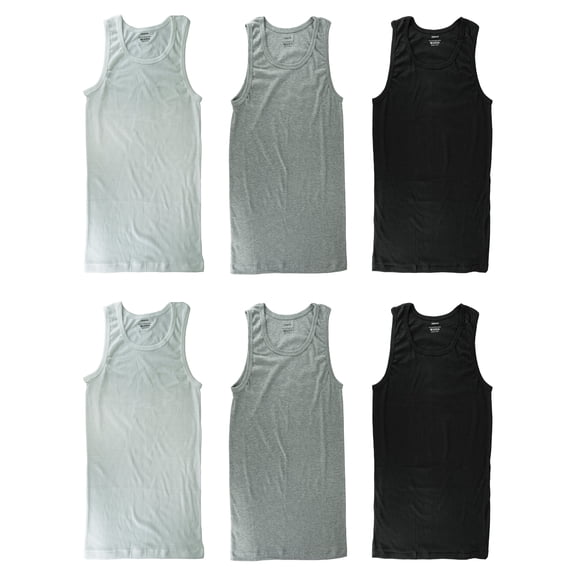 Gelante Men's Basic 100% Cotton Athletic Tank Top Undershirts, Sleeveless, 6-Pack