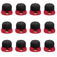 thumbnail image 1 of Gelante Men's Classic Plain Snapback Hat Flat Bill Adjustable Size Wholesale Lot 12pc's. Black/Red, 1 of 4