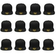 thumbnail image 1 of Gelante Men's Classic Plain Snapback Hat Flat Bill Adjustable Size Wholesale Lot 12pc's. Black, 1 of 4