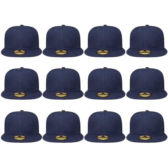 Gelante Men's Plain Snapback Flat Bill Adjustable Cotton Work Snapback Hat, One Size, 12pcs