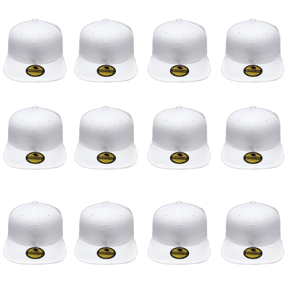 Gelante Men's Plain Snapback Flat Bill Adjustable Cotton Work Snapback Hat, One Size, 12pcs