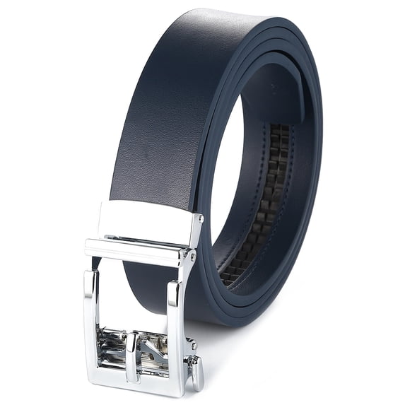 Gelante Men's Genuine Leather Ratchet Dress Belt With Automatic Sliding Buckle - Minimalistic Style-Trim to Fit G706-Navy
