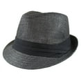 thumbnail image 1 of Gelante Summer Fedora Panama Straw Hats with Black Band - Black, L/XL, 1 of 2