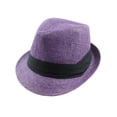 thumbnail image 1 of Gelante Summer Fedora Panama Straw Hats with Black Band- Purple-L/XL, 1 of 3