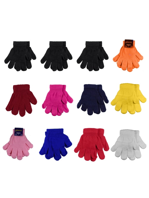 Toddler Acrylic Winter Knitted Gloves, Multicolor, 2-6 Years Old, 12 Pack