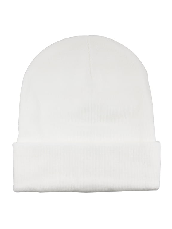 Winter Beanie Hat for Men and Women, Cuffed Knit Cap - White