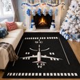 thumbnail image 1 of Gelasgo Airplane Runway Velvet Area Rug, Aviation Theme Rectangle Floor Carpet, Soft Plush Non Slip Rug for Kids Room Playroom 78.7"×55.1", 1 of 3