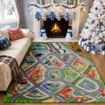 thumbnail image 1 of Gelasgo City Street Map Velvet Area Rug, Detailed Urban Road Decorative Carpet, Soft Indoor Floor Mat for Kids Room Playroom Bedroom Game Room Home Decor, 1 of 5