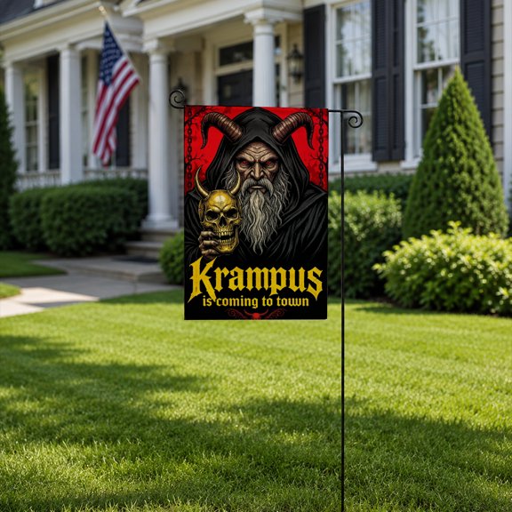 Gelasgo Halloween Garden Flag Linen Fabric Dark Fantasy Monster Design Outdoor Yard Flag for Fall Holiday Garden Lawn Home Decoration