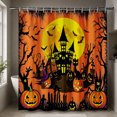 thumbnail image 1 of Gelasgo Halloween Haunted House Shower Curtain Polyester Fabric Waterproof Bathroom Curtains 72x72 Inch Spooky Moon Pumpkin Decor, 1 of 5