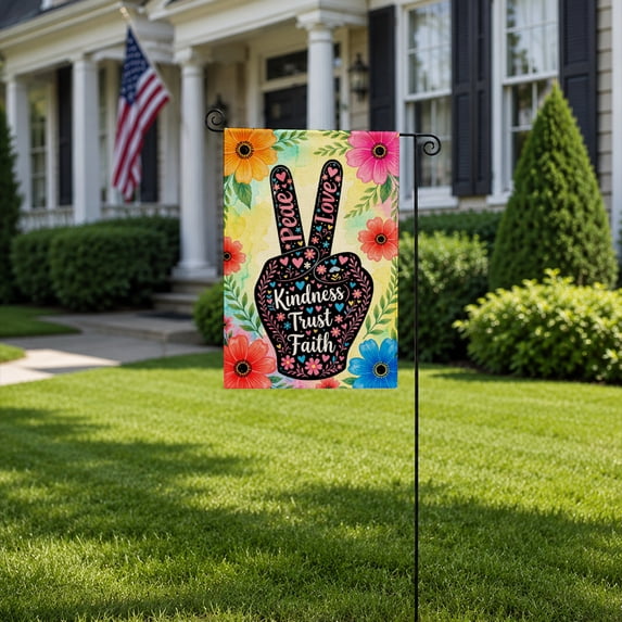 Gelasgo Linen Garden Flag Floral Butterfly Design Outdoor Yard Flag Decorative Banner for Garden Lawn Patio Home Decor