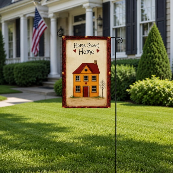 Gelasgo Linen Garden Flag Home Sweet Home Design Outdoor Yard Flag Rustic Decorative Banner for Lawn Garden Front Door Decor