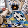 thumbnail image 1 of Gelasgo Soccer Ball Abstract Velvet Area Rug, Sports Pattern Rectangle Floor Carpet, Soft Plush Non Slip Rug for Kids Room Bedroom Decor 47.2"×31.5", 1 of 5