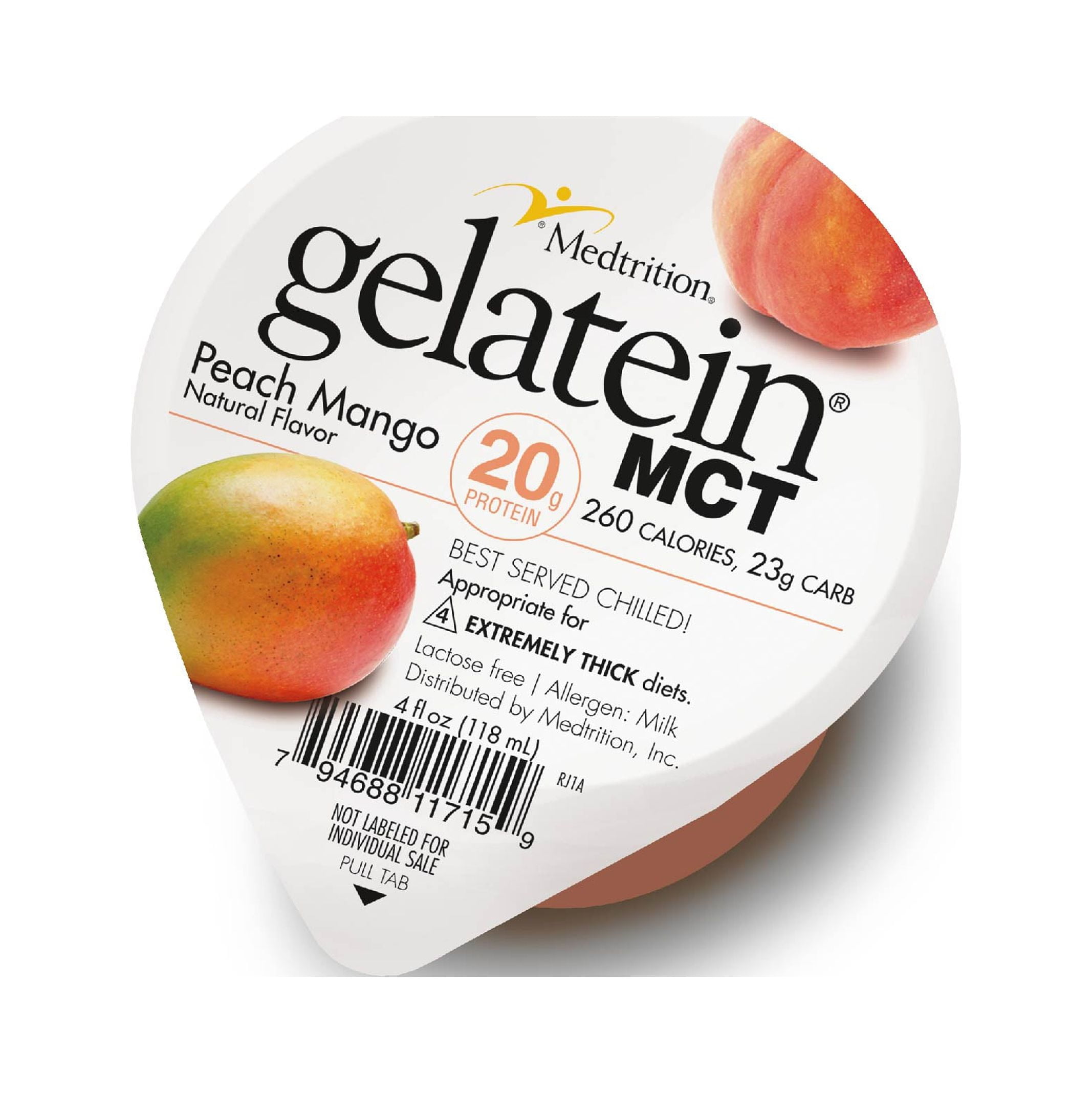 Gelatein MCT High Protein Mango Peach Dessert 20g Protein, Ideal for