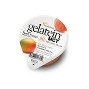 Gelatein MCT Peach Mango 20 grams of protein. Ideal for swallowing difficulties and fluid restricted diets. Great pre or post-workout snack Pack of 36