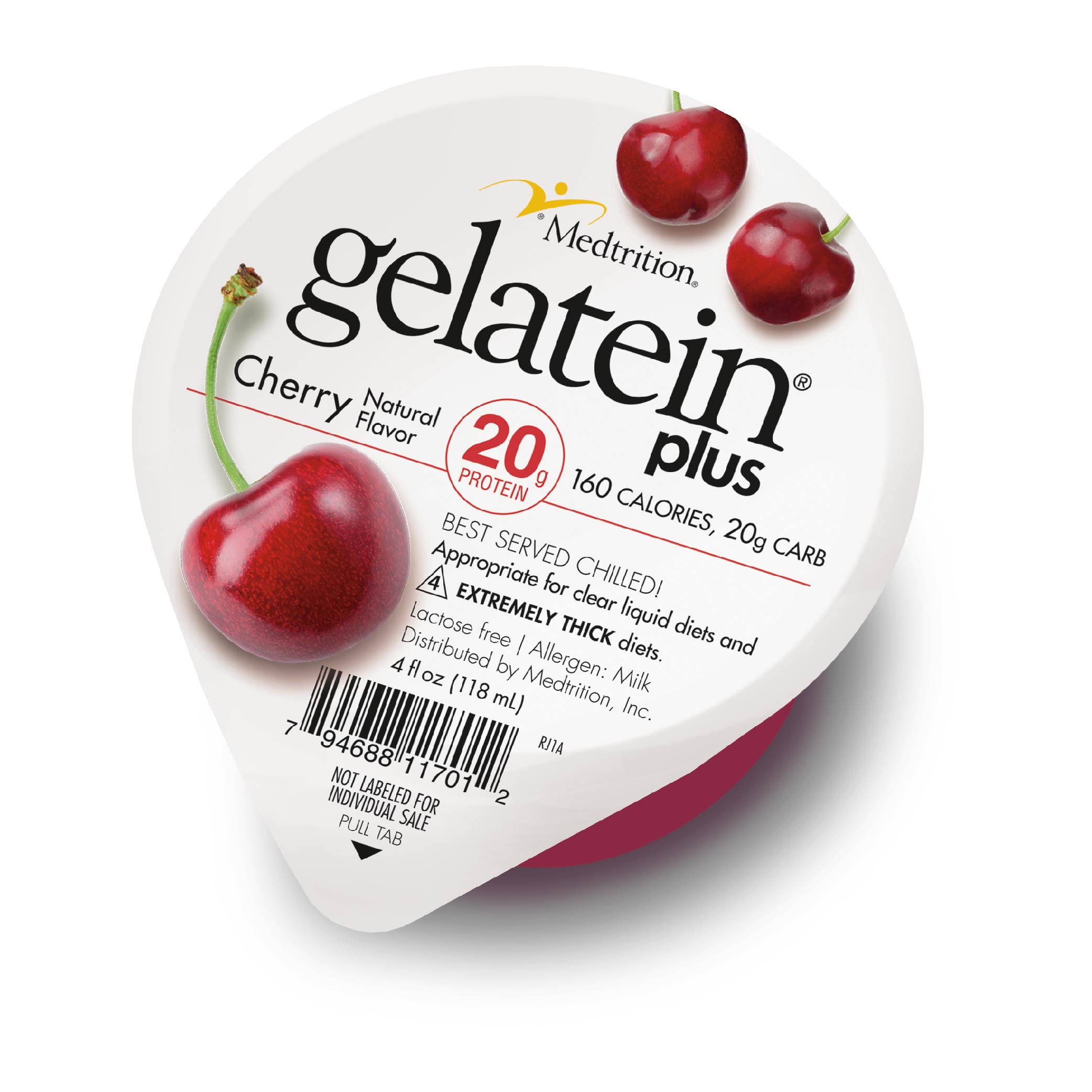 Gelatein Plus Cherry 20 grams of protein. Ideal for clear liquid diets