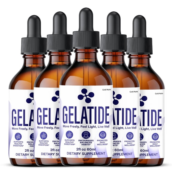 Gelatide, Gela Tide Liquid Supplement, All Natural Drops Formula, Official Premium Support Extract 60 mL (5 Pack)