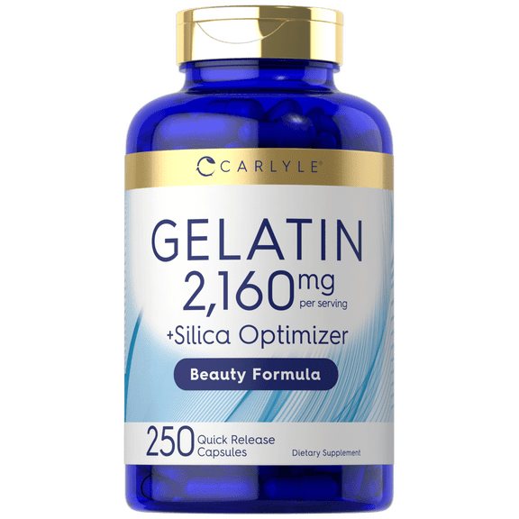 Gelatin 2160 mg | With Silica Optimizer | 250 Capsules | by Carlyle