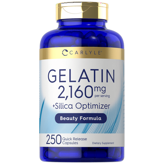 Gelatin 2160 mg | With Silica Optimizer | 250 Capsules | by Carlyle
